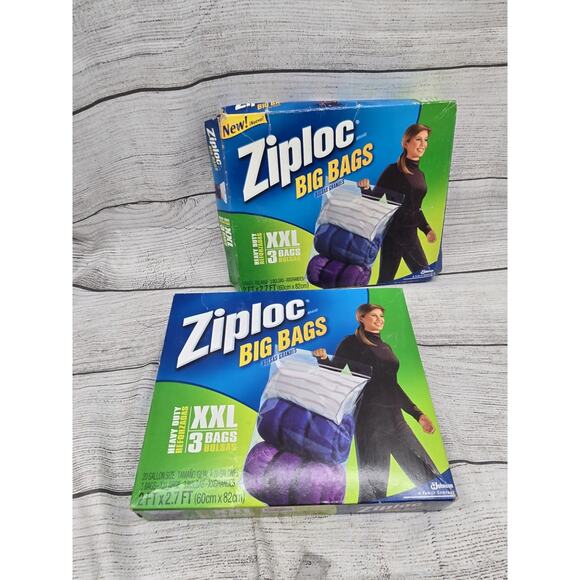 NEW Ziploc Big Bags Discontinued Heavy Duty XXL 3 Bags 20 Gallon 2' x 2.7' - Picture 1 of 3